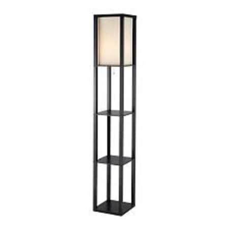 Estallar Tall Black Wood Floor Lamp with Two Shelves ES2627506